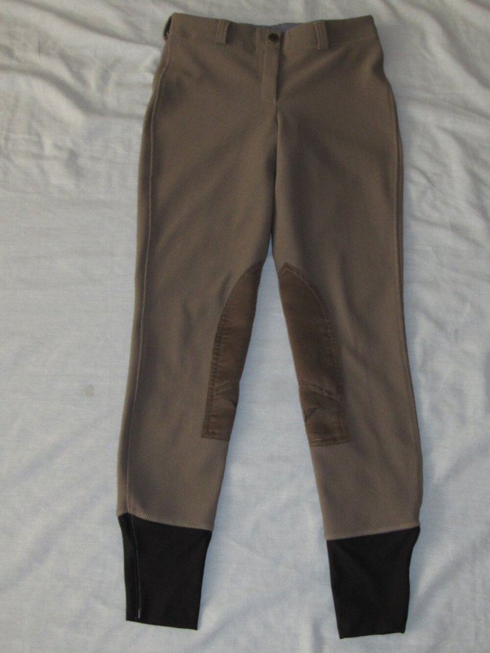 JPC Equestrian Breeches Low Rise Pull On Taupe Ribbed Women's sz 26